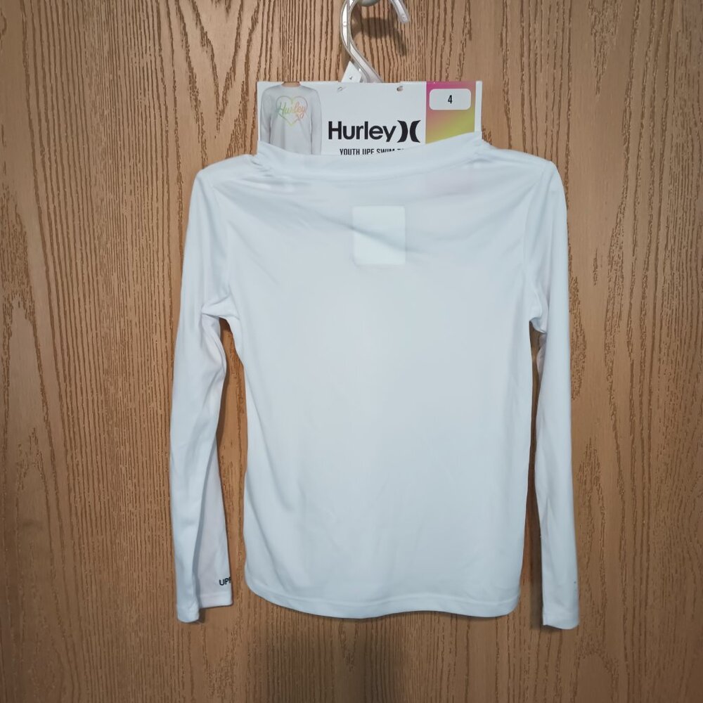 NEW Hurley Girl's Long Sleeve Dri-Fit UPF 50+ Swim Shirt White - Picture 5 of 9